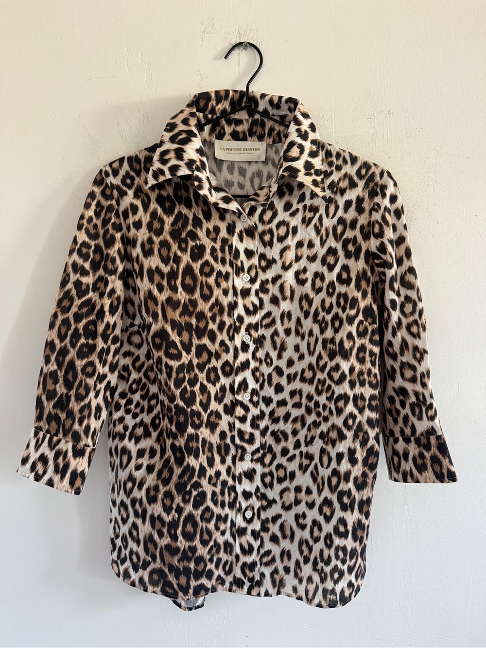La Prestic Ouiston Cheetah Animal Print Cotton Button Down Blouse 2
